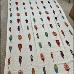 New Beautiful Designer Feather fabric panel drape 52” x  84”
