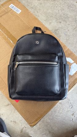 Black Saffiano Mini Backpack with Silver Hardware