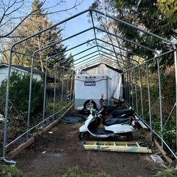 Shelter Logic 12’ x 36’ x 14’ – Outdoor Garage Frame and leveling beams