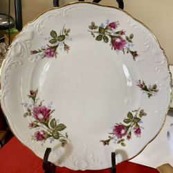 Vintage Wawel Poland Pompadour Rose Moss Roses Embossed Gold Trim