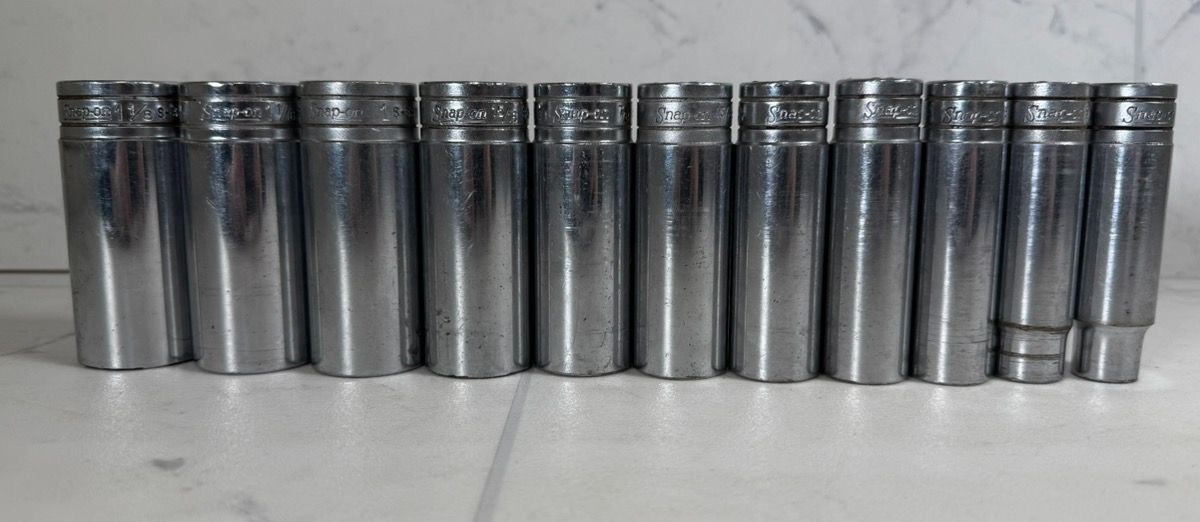 Snap-On 12pc 3/8" Drive SAE Deep Chrome Socket Set 6-Point Standard Sockets (A1G009333)