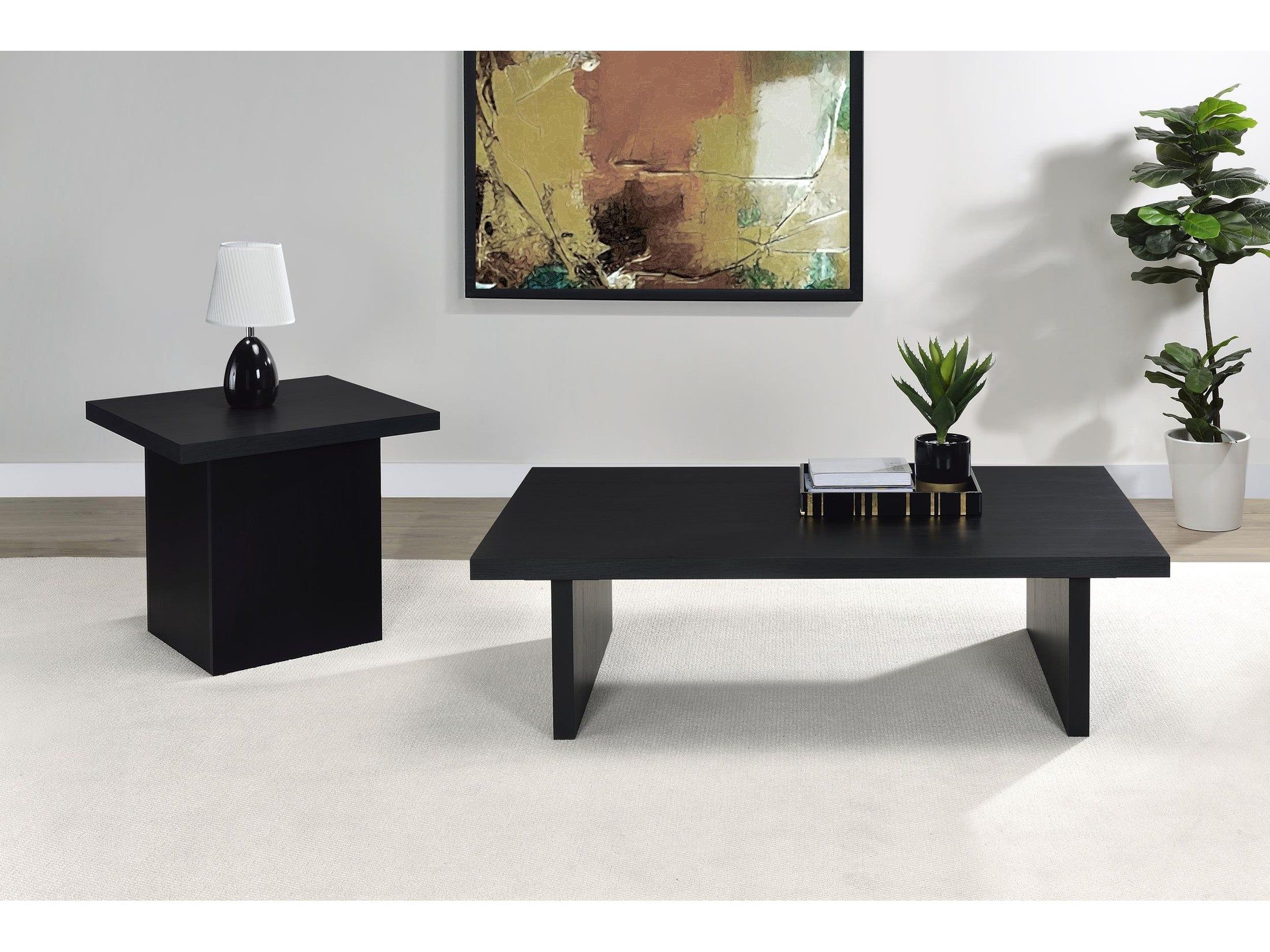 Max Black 2-piece Rectangular Coffee and End Table Set