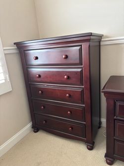 5-Drawer Wood Chest Dresser Dark Cherry