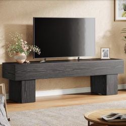 Black TV Stand Fits T Vs up to 55 to 65 in. Low T V Consol e Tabl e for Living Room