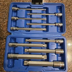 Brand new 10 pcs splines tip bit socket set m-typs S2 bits triple square 6" length