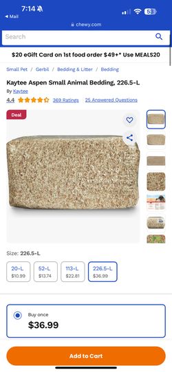 Kaytee Aspen Small Animal Bedding 226.5-L hamster shavings pet 