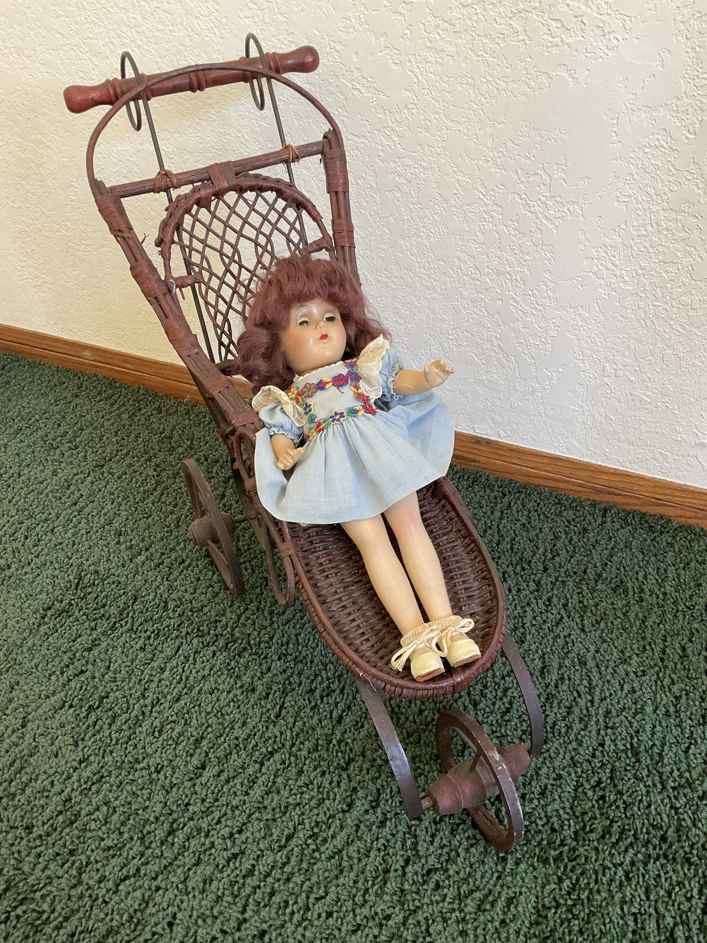 Antique Doll & Doll Carriage