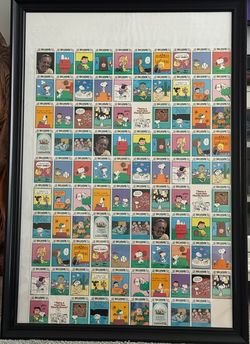 For Sale: Framed 1991 Peanuts Limited-Edition Uncut Trading Card Sheet