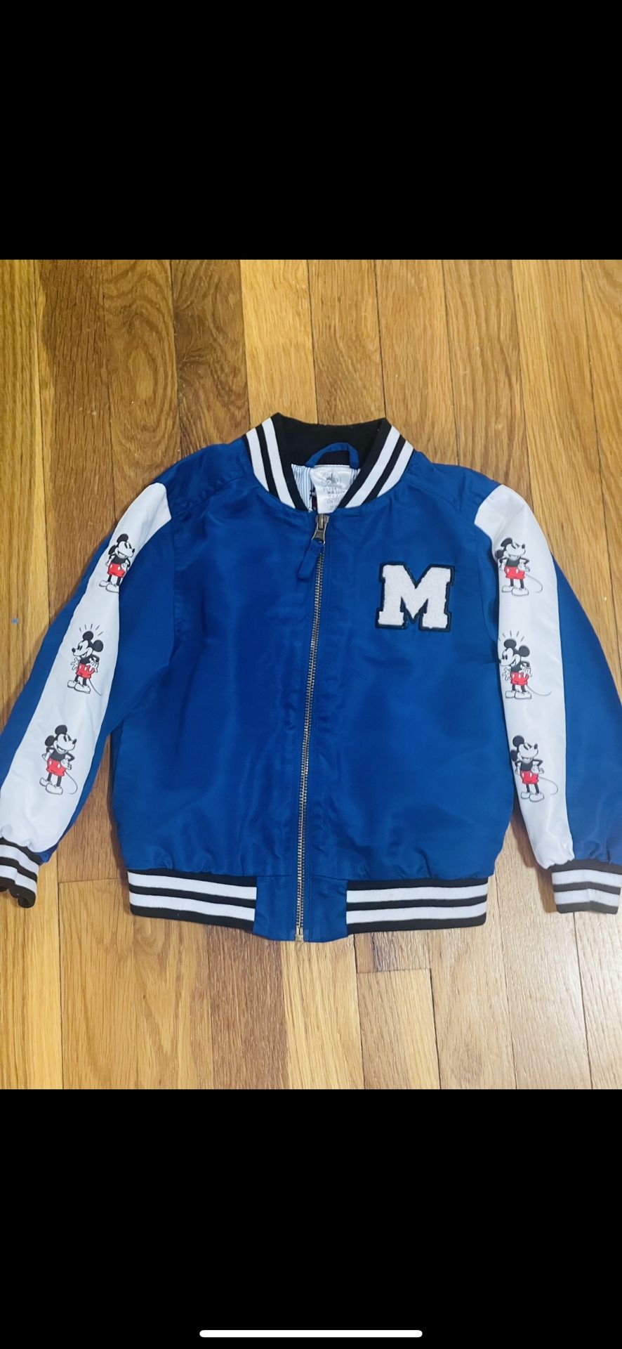 Authentic Disney Store Mickey Mouse Bomber Jacket Boys 4 Rare Blue Zip Up