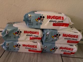 Huggies baby wipes 64 wipes each pack all 5 for $10.00