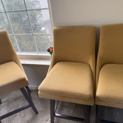 Set of 4 Upholstered Swivel Bar Stools – Excellent Condition!