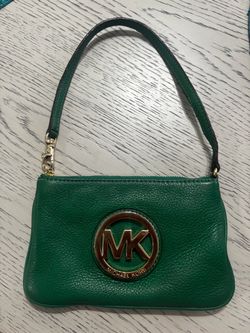 Michael Kors Green Leather Wristlet Clutch