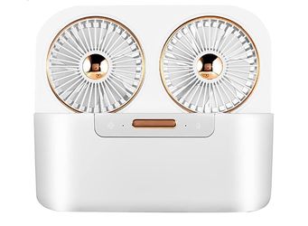 Personal Air Humidifier Fan USB Double Leaf Double Spray Fan Portable Large Capacity Humidification Air Cooler Mist Fan,White