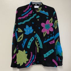 Women’s ALFRED DUNNER 100% Polyester Colorful Long Sleeve Full Zip Lightweight Top/Jacket… Size 14