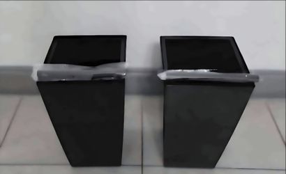 *** PRICE DROP *** PAIR of 16" Black/White Planters with Irrigation (2 for $35) @ Lasting  Creations