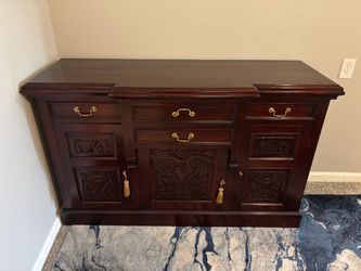 Dark Wood Carved Dresser Cabinet