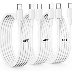 USB-C to USB-C Cable,6ft,3-Pack, 60W Fast Charging Cable, White