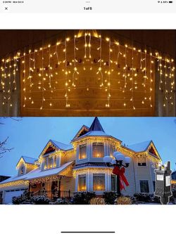 SALCAR 5m 200 LEDs Icicle Lights Mains Powered, Christmas Lights with 24 Drops