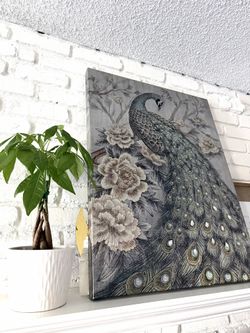 Large 24x32 Peacock Canvas Wall Art