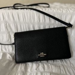 Coach Anna Foldover Crossbody Clutch in Black