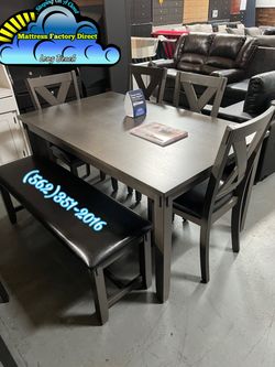 Six chair dining table with bench new comedor