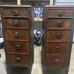 2 Vintage Narrow End Tables/Chest Of Drawers
