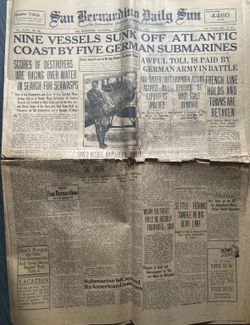 San Bernardino Daily Sun June 4, 1918 Vintage Newspaper WWI World War One 