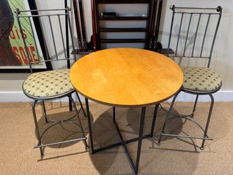 Round Bistro Table and Two Chairs Set
