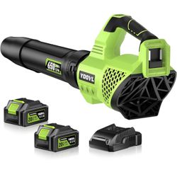Soplador de hojas inalámbrico, potente soplador de hojas eléctrico de 650 CFM con 2 baterías de 5.2 Ah y cargador, 3 modos de velocidad, sopladores de