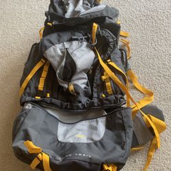 High Sierra Long Trail 90L Internal Frame Hiking Backpack Gray Yellow Camp Cover