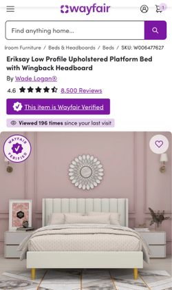 BRAND NEW! Low Profile Upholstered Platform Bed with Wingback Headboard