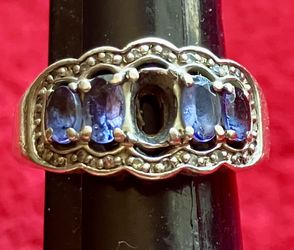 RARITIES BLUE STONE STERLING SILVER RING 5 ** MISSING 1 STONE ** ‼️ The ONLY 1 You Can Find ‼️