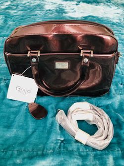 Copper Beijo faux patent leather purse