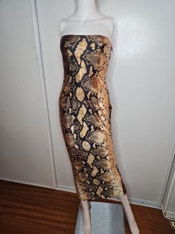 JLUXLABEL Gold Bianca Snakeskin Slit dress for Sale in Los Angeles, CA -  OfferUp