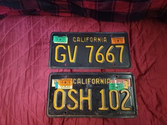 Vintage 1960 California Black License Plates