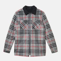 Wesc  Liam Plaid Fleece-Lined Full-Zip Gray Shirt Jacket Large 