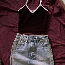 Top Size Small and Levi’s Skirt Size 24, Set For $20
