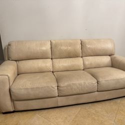 Cream/White Leather Sofa And Loveseat