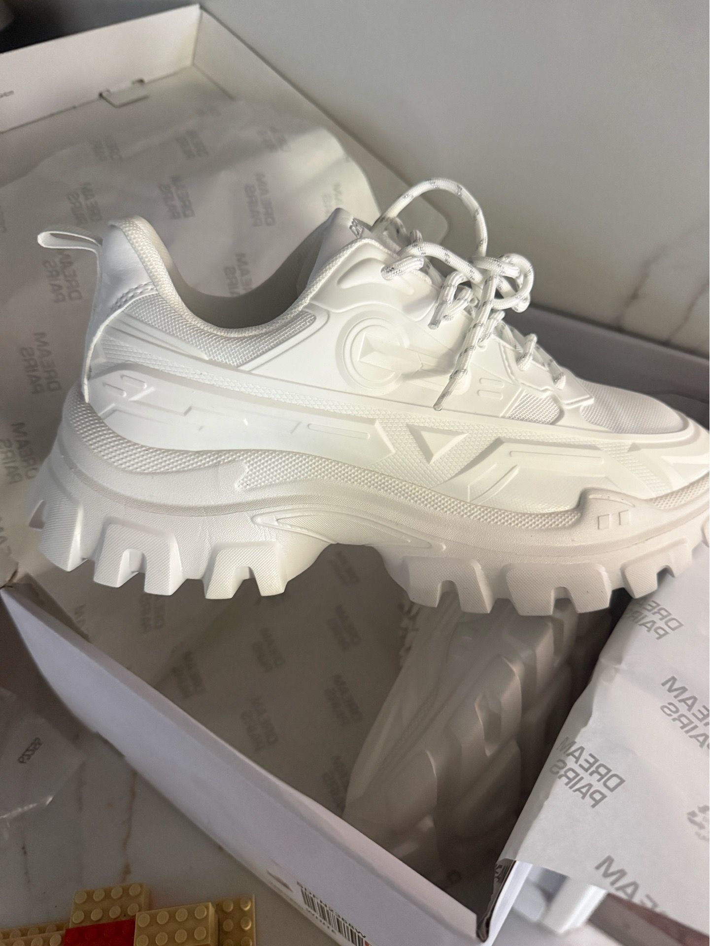 Chunky white sneakers