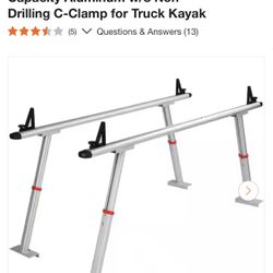 Truck Bed Rack 17 in. to 29 in. Height Ladder Rack 800 lbs. Capacity Aluminum w/8 Non-Drilling C-Clamp for Truck Kayak