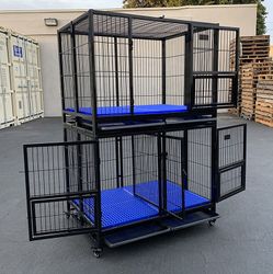 (New in Box) $370 Set of (2) Stackable Heavy-Duty Dog Cage Crate 41x31x65 inches