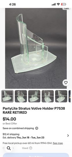 PartyLite Stratus Votive Holder P7538 New in Box Retired Clear Swirl Glass Candle Holders