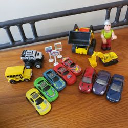 Assortment Of Toy Cars, Trucks. Bus & Figurine/Accessories 