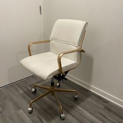 Gold White Leather Office Chair