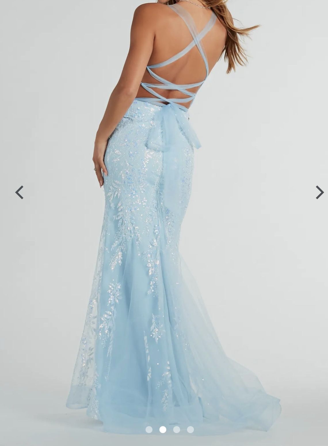 Kennedy Tulle Lace-Up Sequin Glitter Mermaid Gown 