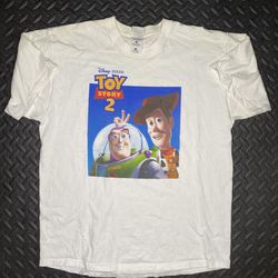 VTG 1999 Toy Story 2 Cast Member Buzz Woody Disney Pixar Movie Promo Shirt Large