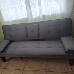 64"Grey Futon Sofa Bed