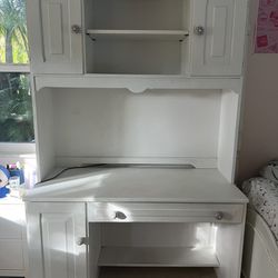 Solid Wood Desk With Bookcase/ Hutch