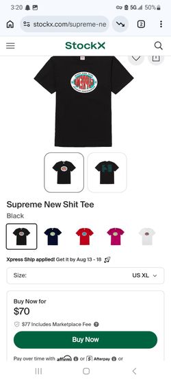 Supreme New Shit tee black XL