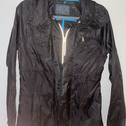 Disney Tron Legacy Hurley Jacket Small Hooded Black Full Zip Snap Button EUC
